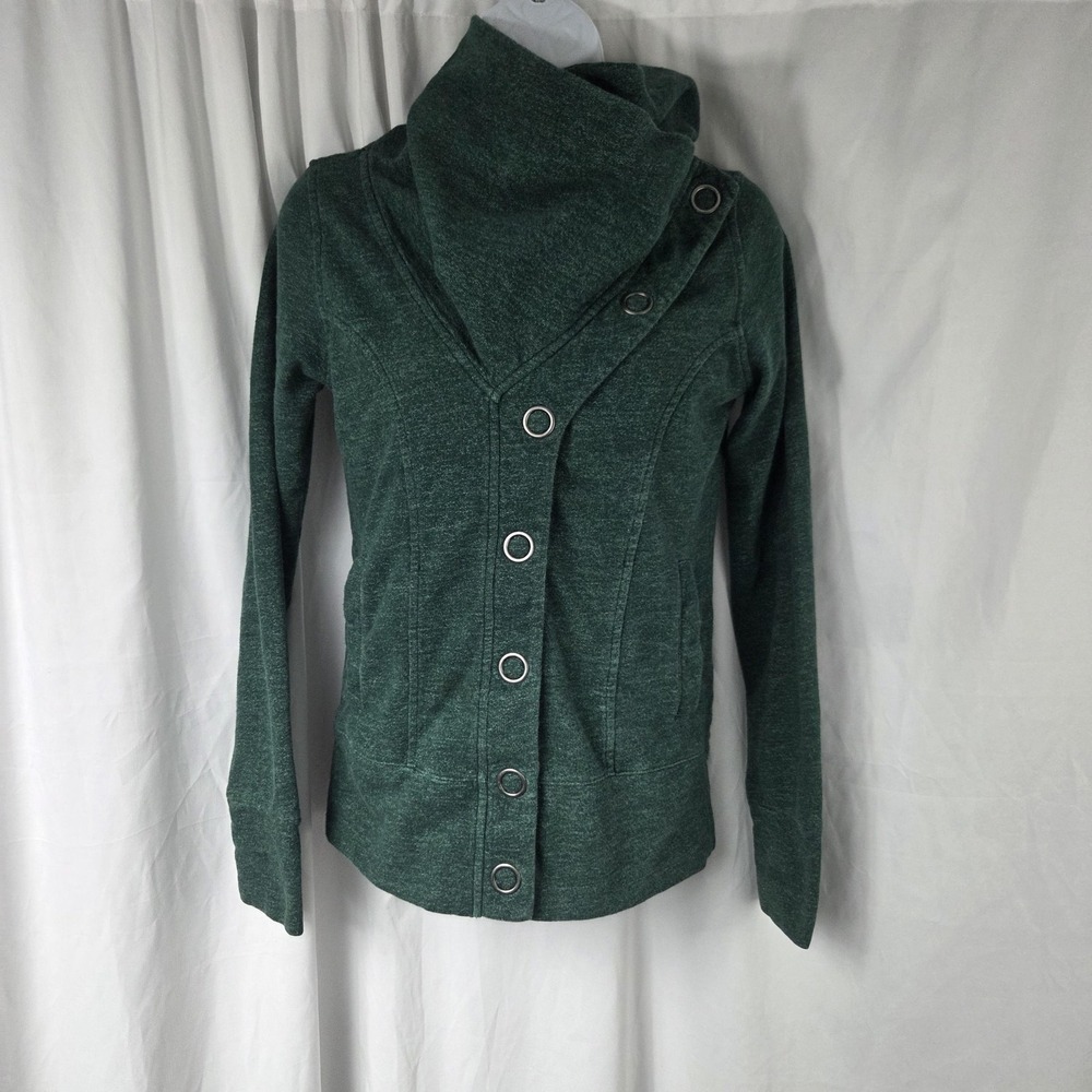 Brooklyn Industries Jacket Womens XS Green Moto Funnel Neck Button Front